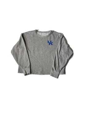 Kentucky Wildcats  Women’s Fanatic Heather Gray Raw Hem Cropped Sweatshirt L